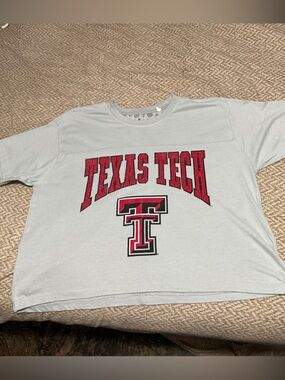 Texas Tech Short Sleeve Tee in Light Gray with Red Logo